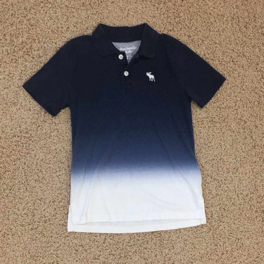 abercrombie kids Navy to White Ombre Polo